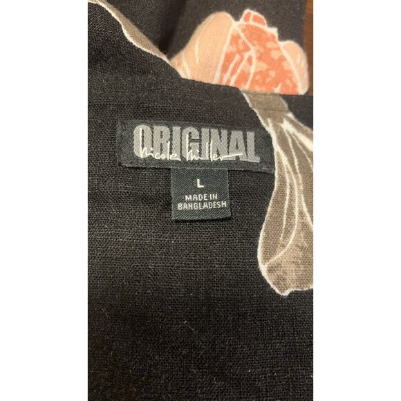 Nicole Miller Original L Tropical Floral Linen Midi Dress Coastal Grandma - Picture 4 of 10